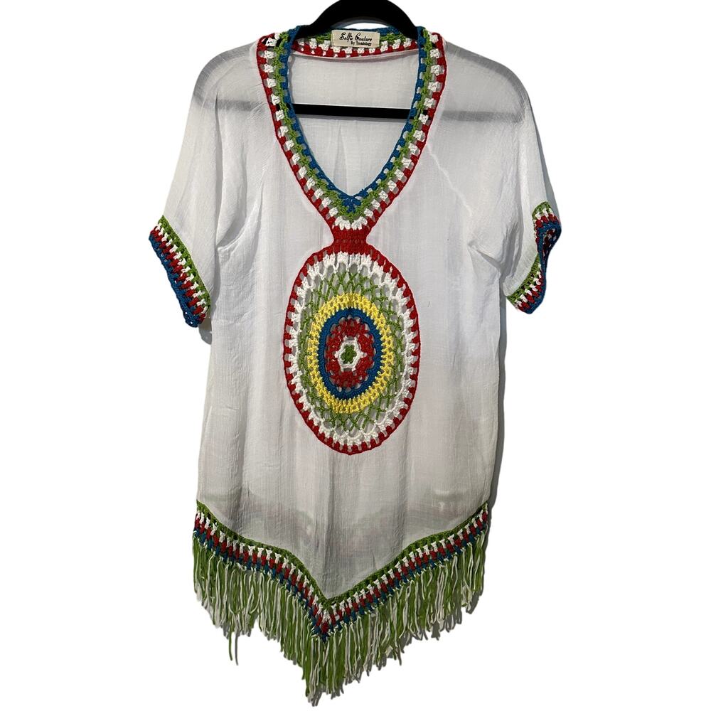 Selfie Couture by Trendology Artsy Boho Costal Gauzy CoverUp Tunic Wm Size XS/S